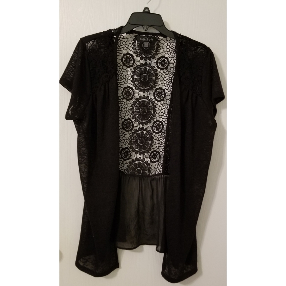 Black short sleeve cardigan, LARGE